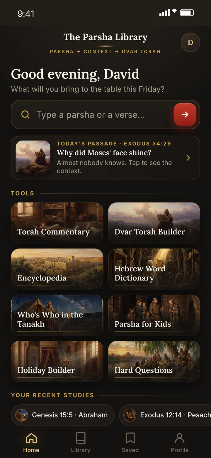 The Parsha Library app: parsha search and the 8 tools